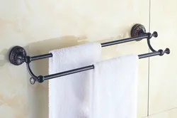 Bathroom Accessory Black Oil Rubbed Brass Flower Pattern Wall Mounted Bathroom Double Towel Bar Towel Rack Towel Rails aba462