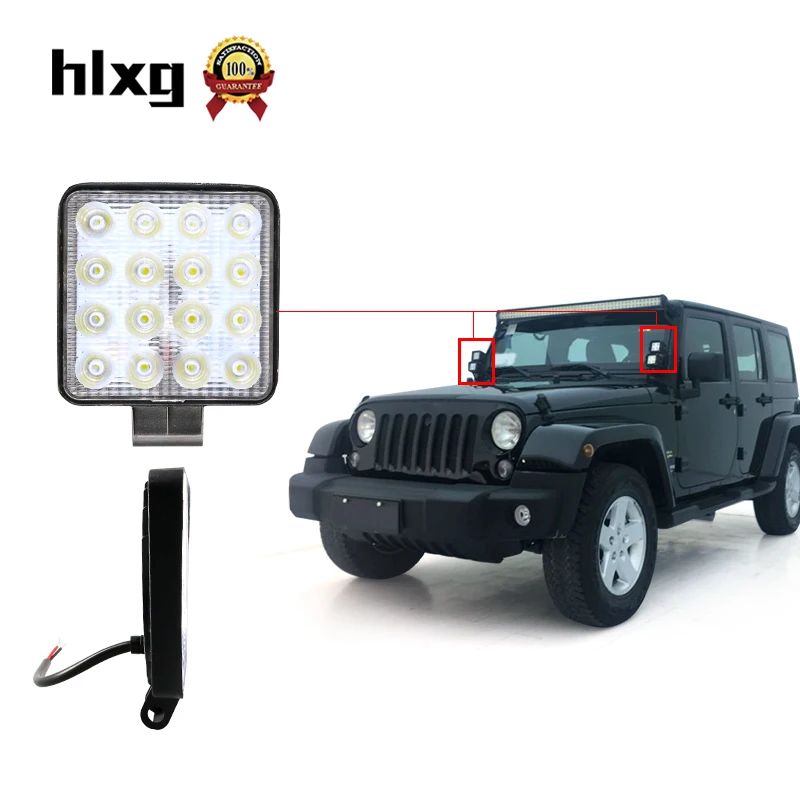 Hlxg 2 шт. Светодиодная панель 48 Вт 16 Cihps рабочая фара для мотоцикла Барра
