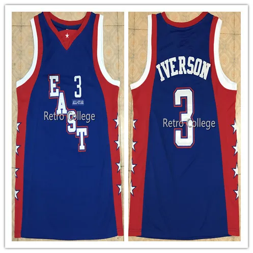 3 ALLEN IVERSON 2004 EAST ALL STAR basketball jersey Embroidery Stitched Customize any name and number