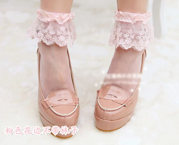 

Princess sweet lolita socks rope 6 color bitter fleabane embroidery cotton lace socks band to match your any socks QSR02