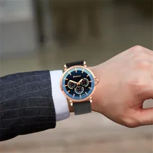 Мужские кварцевые часы montre homme marque de Lux с кожаным ремешком, мужские часы, роскошные повседневные часы erkek kol saati montre homme