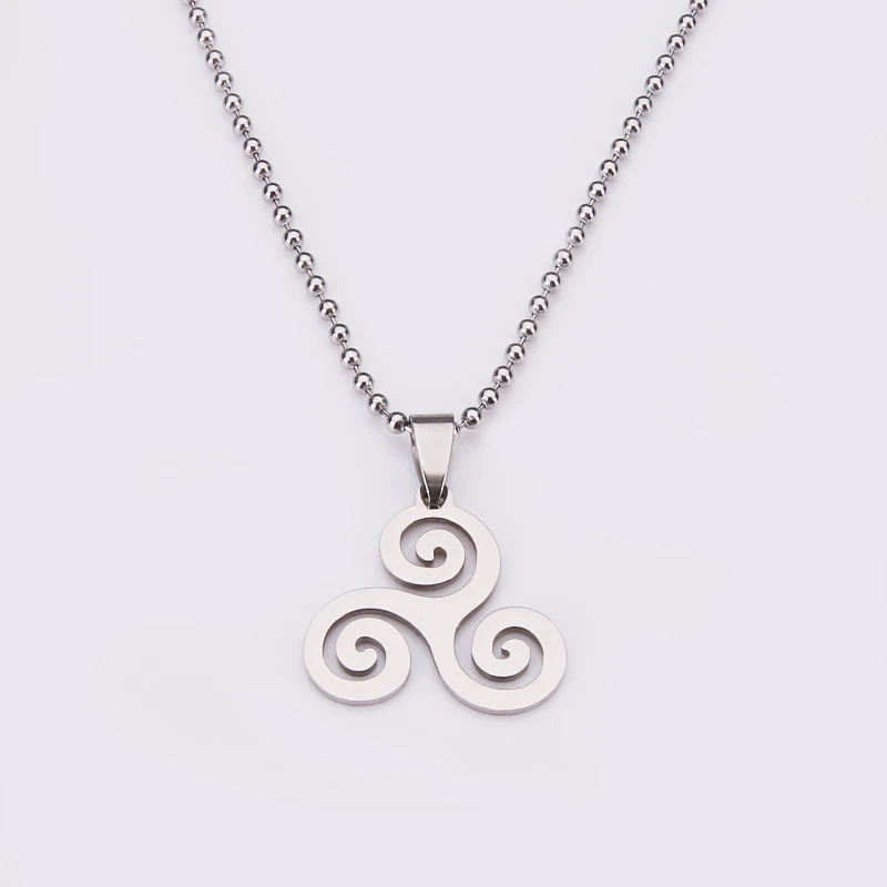 

100% Stainless Steel Teen Wolf Necklaces Men Celtic Triple Spiral Druid Charm Necklace Women Triskele Charm Inspired Pendant