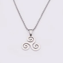 Collares de lobo adolescente de acero inoxidable para hombres y mujeres, colgante de Triple espiral celta, druida, Triskele, 100%