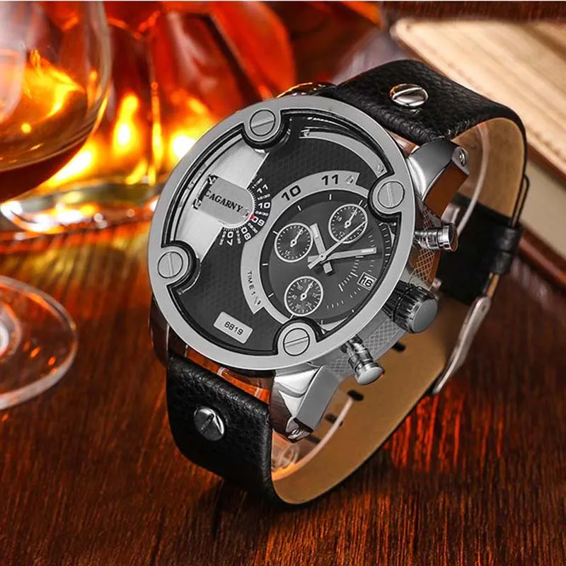 Tanie Męskie zegarki kwarcowe luksusowe CAGARNY zegarki męskie klasyczne data skórzany męski zegarek zegar męskie zegarki sportowe Relogio Masculino