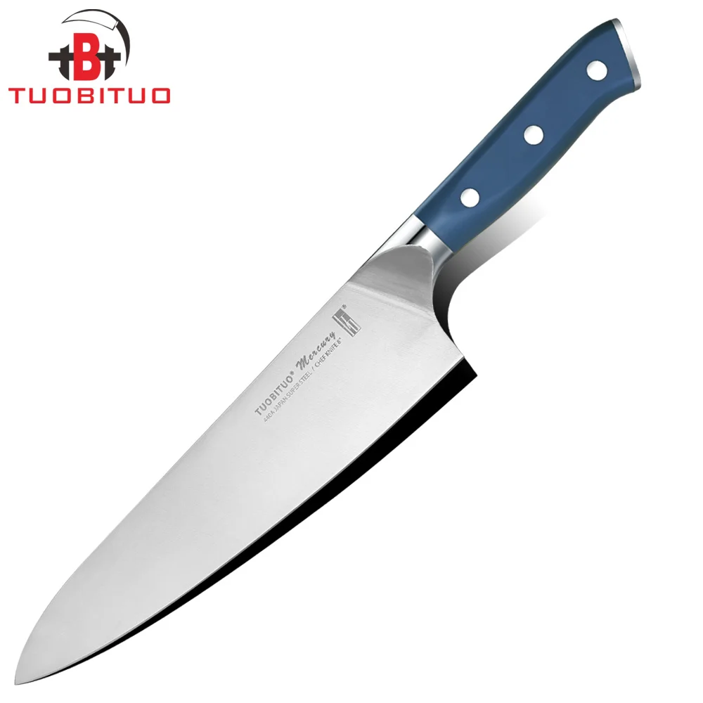 TUOBITUO 8inch Japanese Professional Chef Knife Blade Imported Stainless Steel 440A Blue Handle Kitchen Tool Master