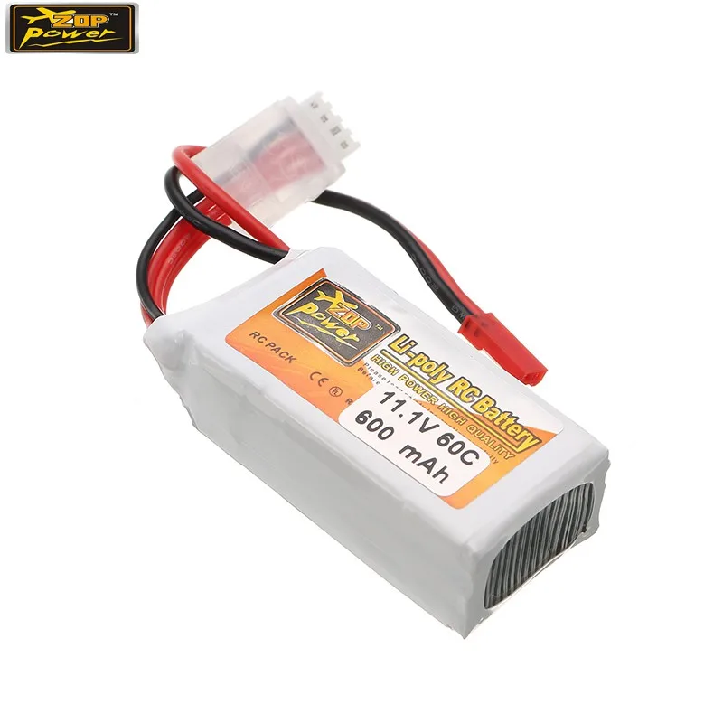 

Rechargeable Lipo Battery ZOP Power 11.1V 600mAh 60C 3S Lipo Battery JST Plug