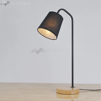 

Desk Lamps Bedroom Nordic Simple Led Table Lamp Night Lighting Fashion Wood base Light Simple Fashion Iron Metal Paint Process