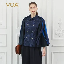 VOA Шелковый жаккардовый женский пиджак с кисточками темно-синий крутой двубортный пиджак с расклешенным длинным рукавом Veste Осенняя Дамская куртка Ретро W322