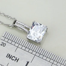 White Cubic Zirconia Crystal Inlaid Silver Jewelry Set