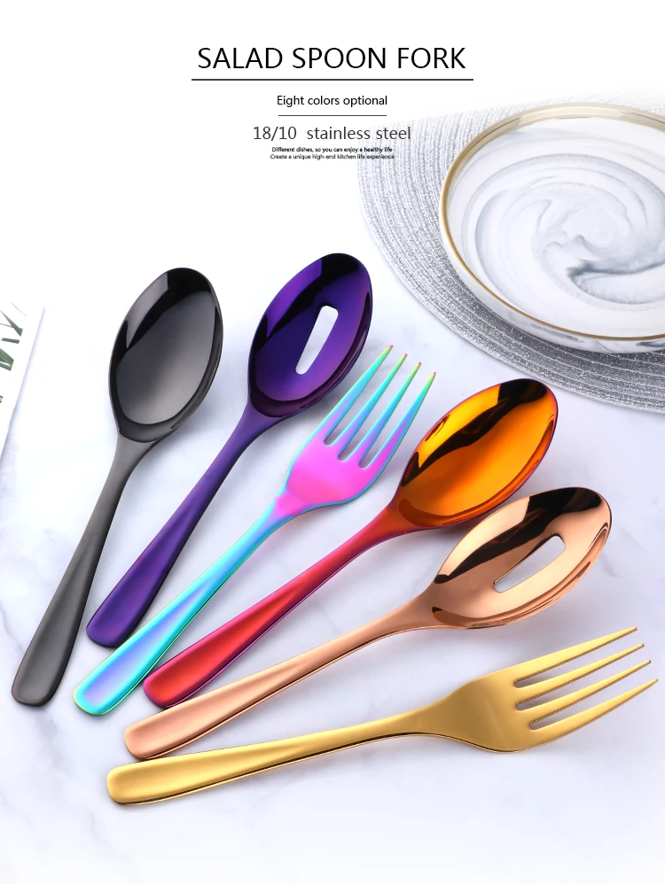 2 Pieces YFOX Salad Server Salad Spoon Spoon Made of 304 Stainless Steel,Dishwasher Safe 