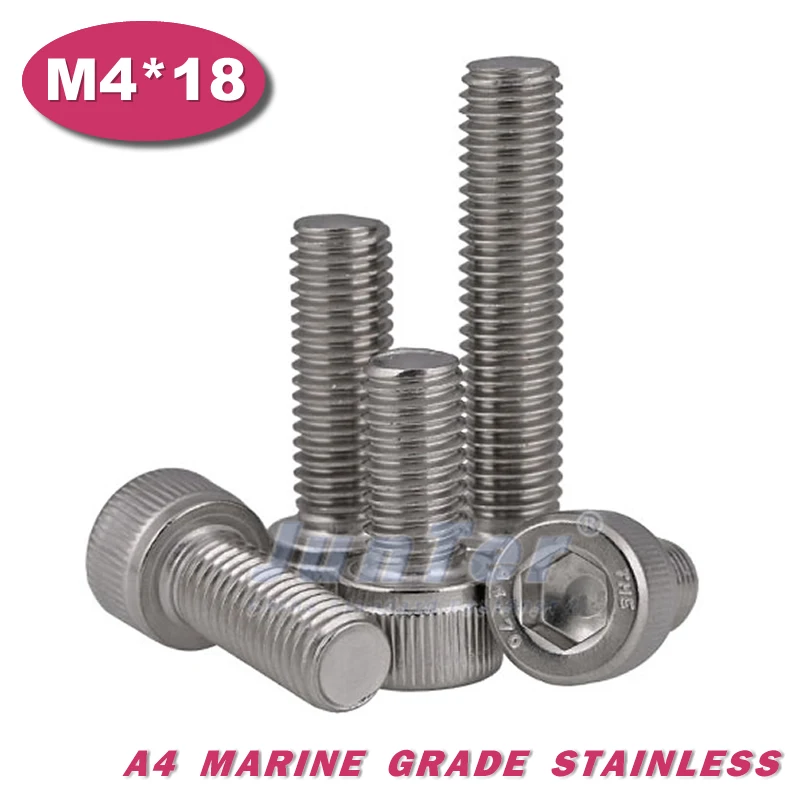 500pcs/lot DIN912 M4*18 Stainless Steel A4 Marine Grade Hex Socket Head Cap Screw | Обустройство дома