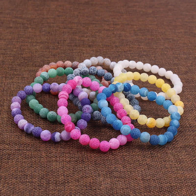 

Wholesale 10Pcs/Lot 8mm Colorful Weathering Stone Beads Bracelets & Bangles Crystal Cindy Charm Elastic Bracelets For Women