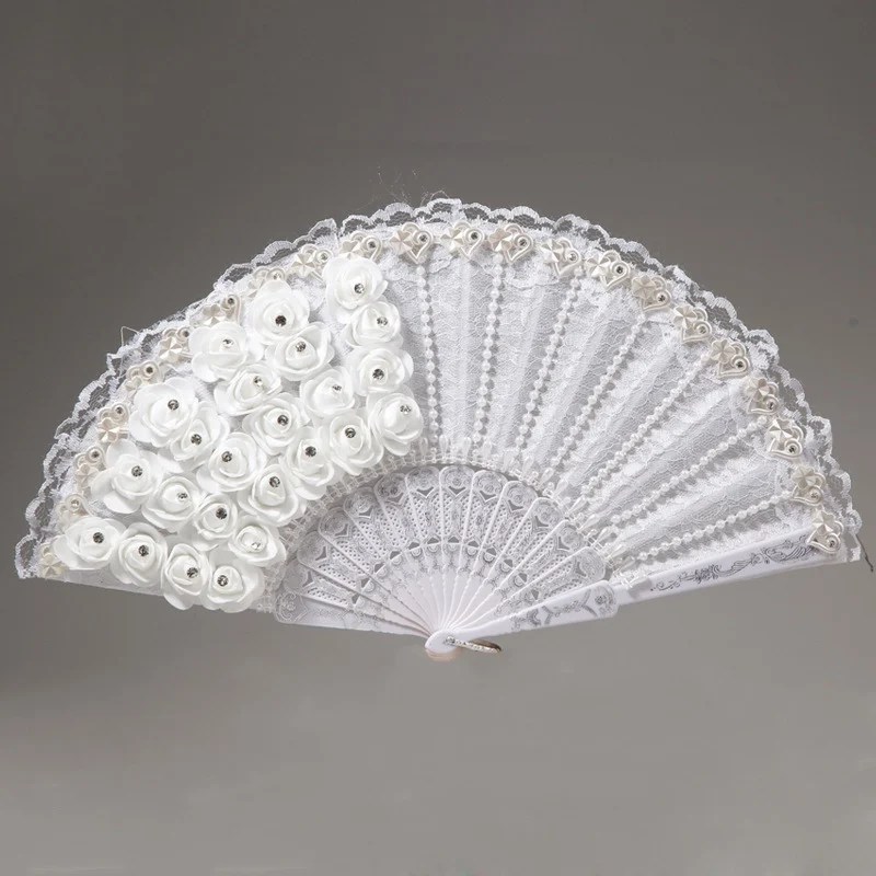 

Handheld Decorative Folding Lace Fans With Plastic Ribs Frame For Wedding Home Decoration Photo Props