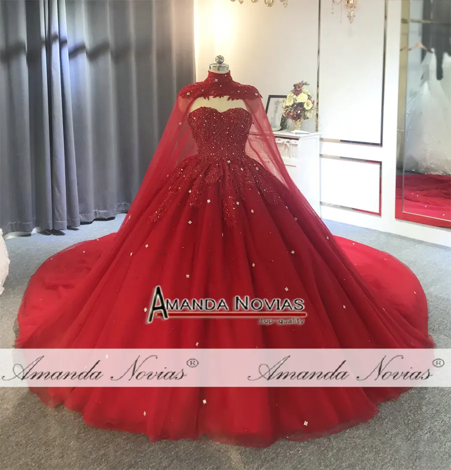 Robe de mariee красное свадебное платье с накидкой свадебное вечернее платье с бисером