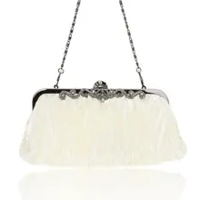 JFYB-Satin Falten Ivory/Party Kupplung Handtasche Strass Stil 010