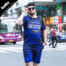 6xl летние мужские короткие Наборы для ухода за кожей плюс Размеры синий короткая футболка комплект модная футболка с принтом мужской Повседневное Пляжные шорты мужские Рубашки для мальчиков костюмы