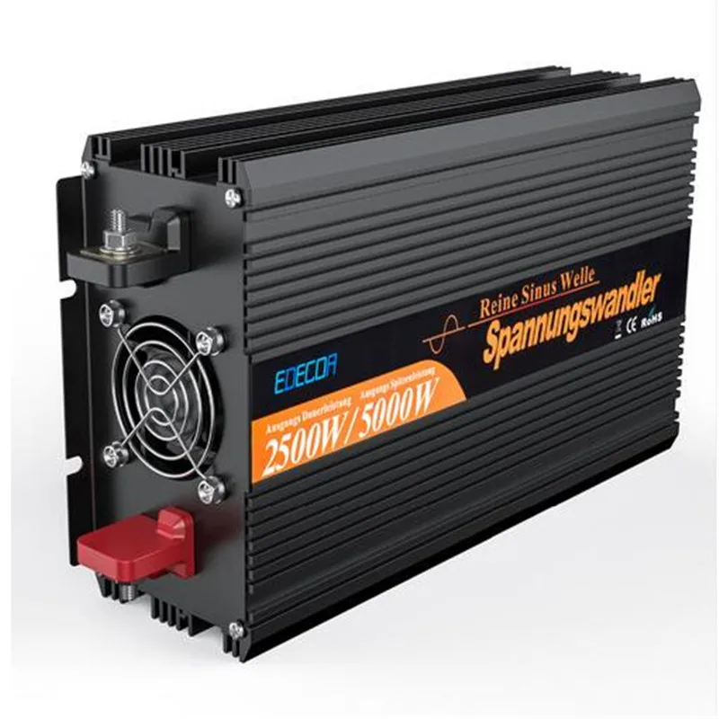 

EDECOA off grid converter DC 24V to AC 220V 2500W 5000w pure sine wave power inverter free shipping