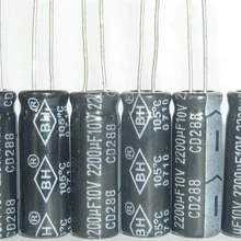 10 шт./100 шт. 2200 мкФ 10V автоматический выключатель BH CD288 8x25 мм 10V2200uF хорошего качества Алюминий электролитический конденсатор с алюминиевой крышкой