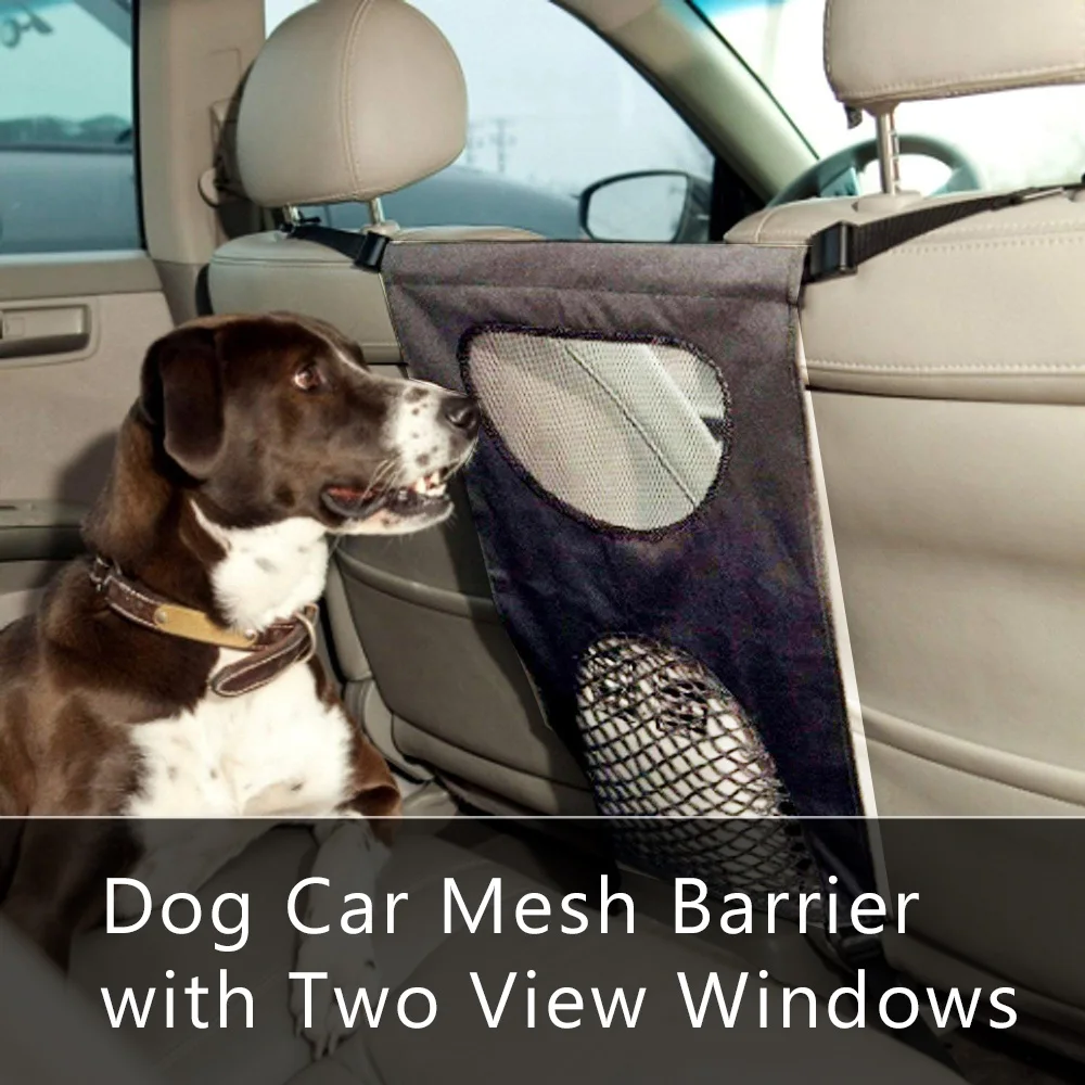 

Dog Car Barrier Front Seat Lightweight Pet Barrier Mesh Obstacle with Two View Windows Prevent Disturb from Dogs Pets Children