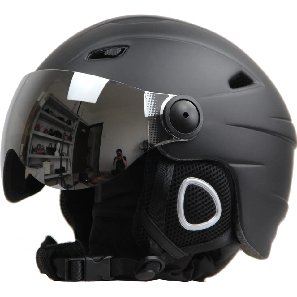 Ski Snowboard Helmet With Visor Goggles Sled Sport Adult Safety Windproof Winter