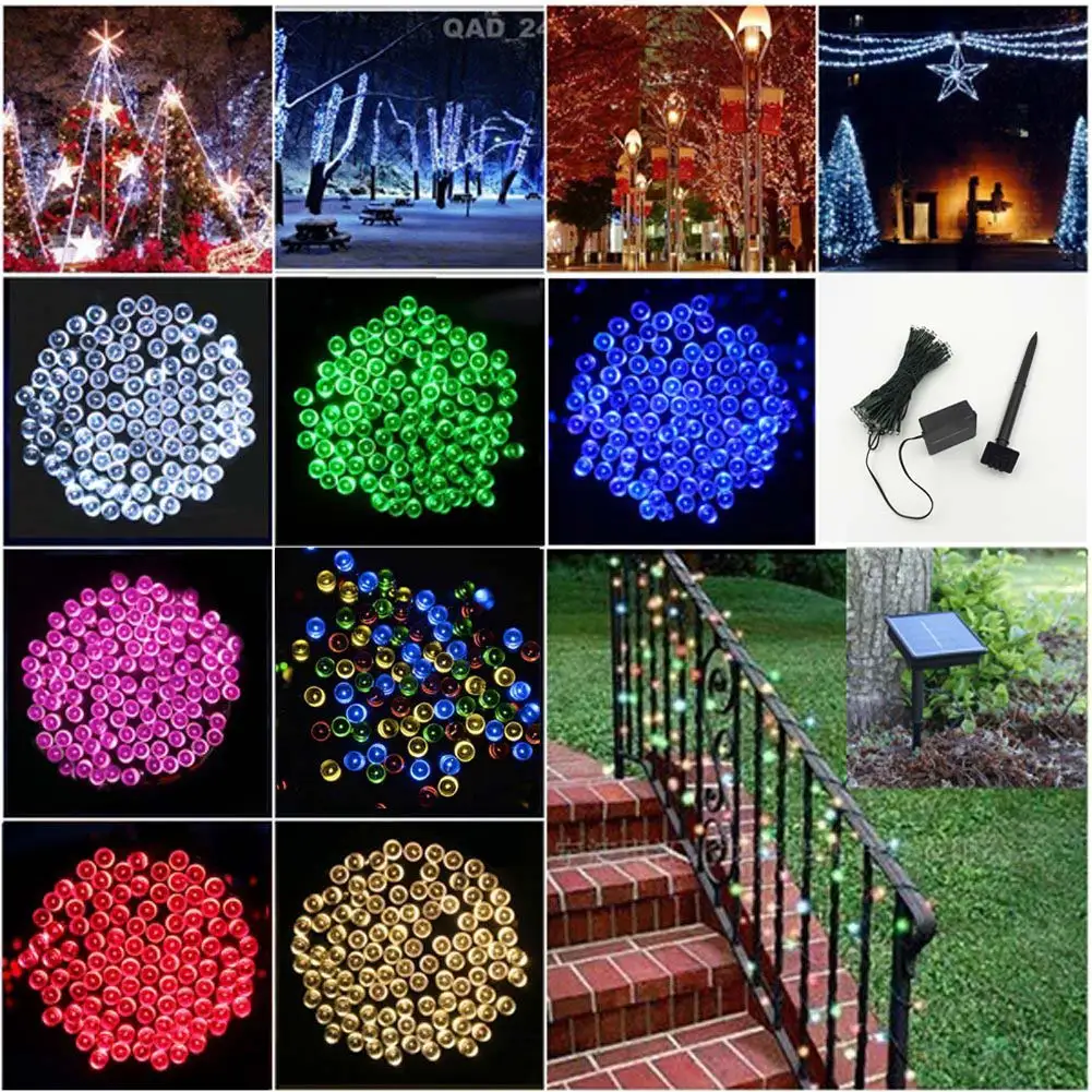 100 LED 10M Outdoor Solar Power LED String Lights Fairy Holiday Christmas Xmas Party Garlands