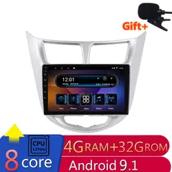 10 "4G ram 2.5D ips 8 CORE Android 9,1 автомобильный DVD мультимедийный плеер gps для Hyundai Solaris Accent Verna i25 аудио Радио Навигация