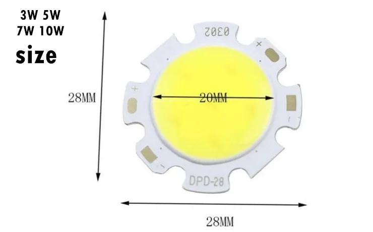 10 шт./лот COB 3 Вт 5 7 12 led cob Чип 300 1200лм боковые 20 28мммточечные светильники чип на