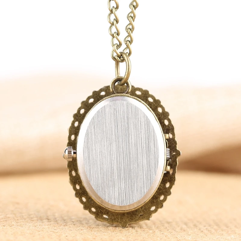 Retro Bronze Elegant Immaculate Heart of Mary Necklace Quartz Pocket Watch Chic Pendant Clock Collectibles Gifts for Lady Women 2019 2020 2022 2023 (6)