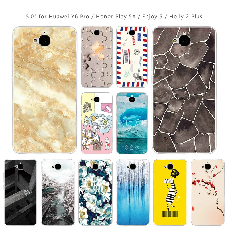 Для Huawei Y6 Pro/Honor Play 5X/Enjoy 5/Holly 2 Plus прозрачные мягкие силиконовые чехлы для телефонов