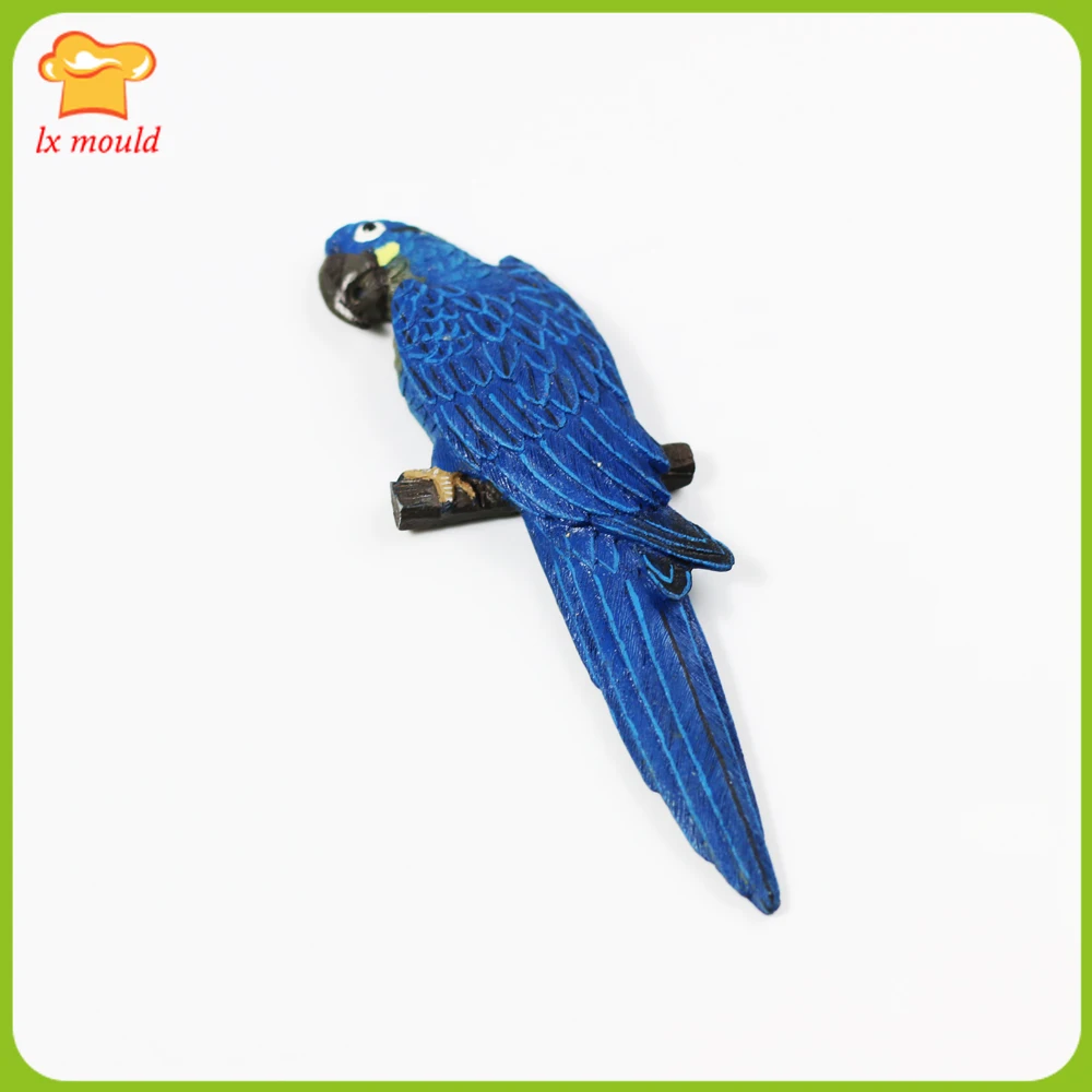 

Blue long-tailed parrot silicone mold food safety, cake decoration forest bird mould