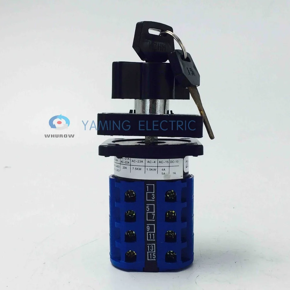 Yaming Электрический YMW26 20/4 20A 4 полюса 3 положения 110V OFF 220V с ключом универсальный