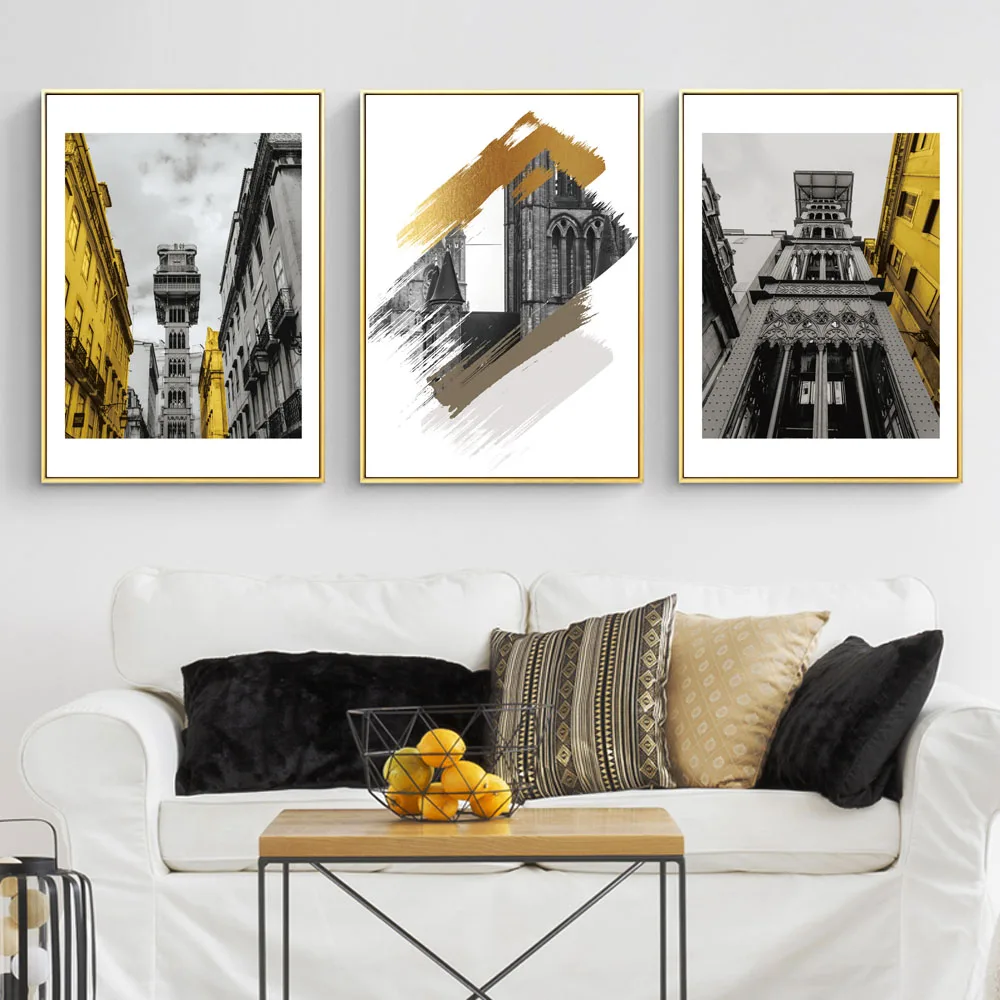 Abstract Wall Art Painting Nordic Poster City Landscape Wall Pictures For Living Room 5 Pieces Posters And Prints Unframed