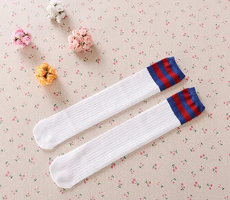 Детские гольфы, детские гольфы, chaussettes enfant, Длинные полосатые детские хлопковые носки для новорожденных, meias sokken - Цвет: Белый