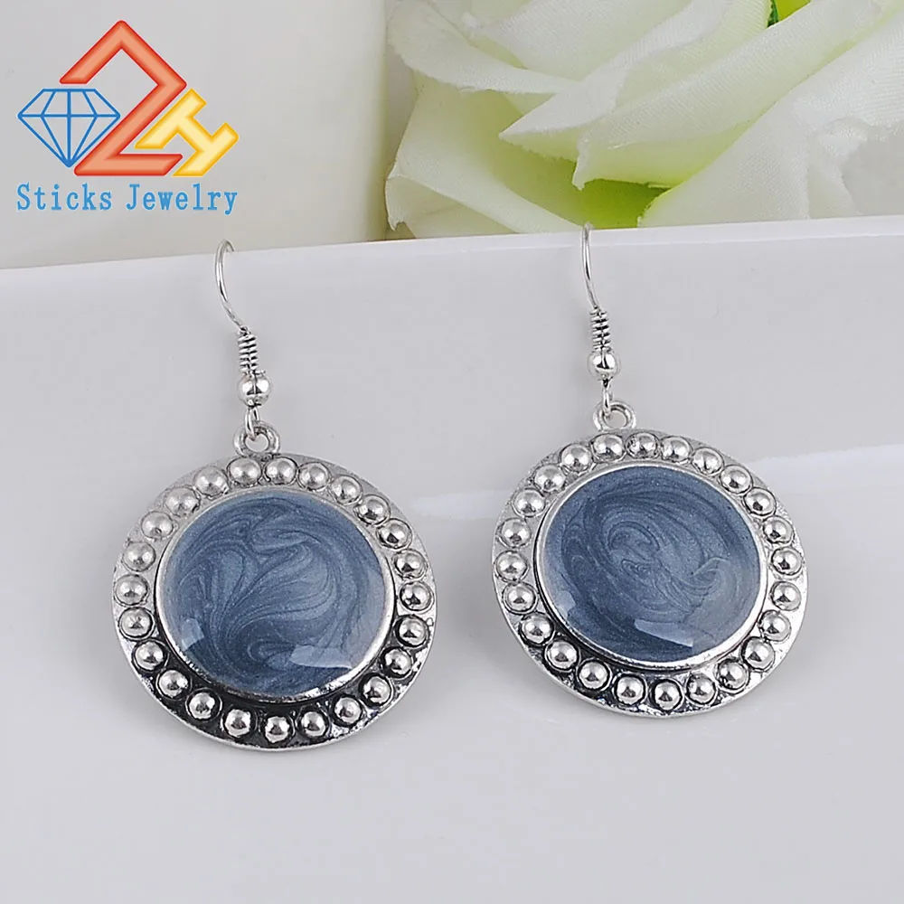 

Dangle Earring Fashion Party Dresses Bohemia Style Enamel Beads Statement Love Heart Drop Earrings Vintage Jewelry for Women