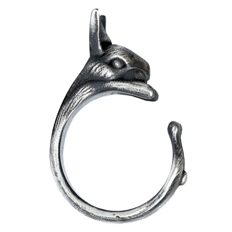 

Original Design Handmade Cute Rabbit Ring 925 Sterling Silver Bunny Ring Personalized Ppen Silver Ring