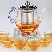 Практические Термостойкие чашки Стекло горшок с заварки 6 чашек пуэр Чай лист травяной Кофе дома и офиса