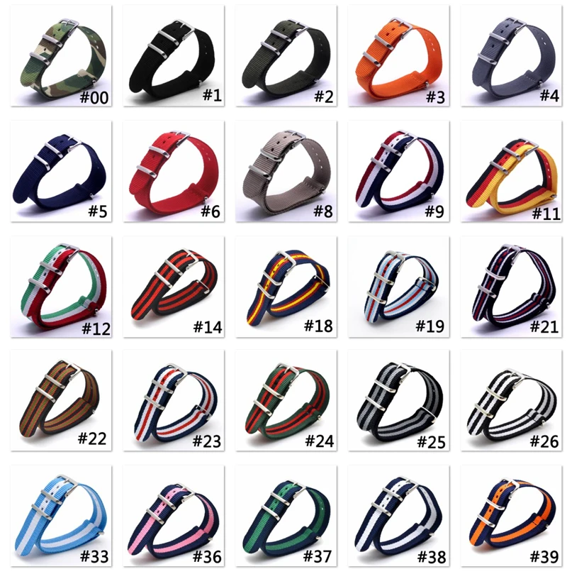 1pcs Nato Strap 22mm Nylon Watch Band Waterproof Watch Strap On For Hours men watchbands 57-83