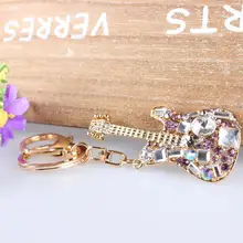 Прекрасная Гитара Мода Кристалл Rhinestone Шарм Подвеска Кошелек Сумка Автомобиль Брелок Творческий Свадьбы Рождественский Подарок
