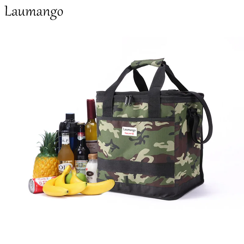 

Laumango Cooler Bag Folding Insulation Camouflage Large Meal Package Lunch Picnic Pack Thermal Insulated Waterproof Bento Bag