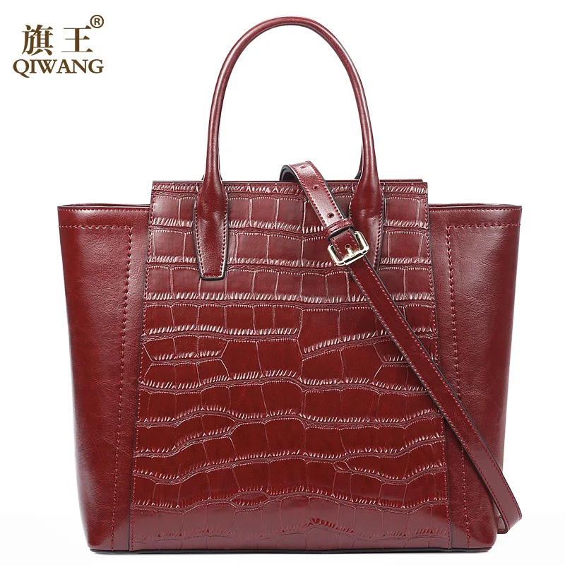

Qiwang Authentic Brand Beautiful Lady Genuine Leahter Handbag Fashion Mother Bags Women New Year Vintage Bag Wine