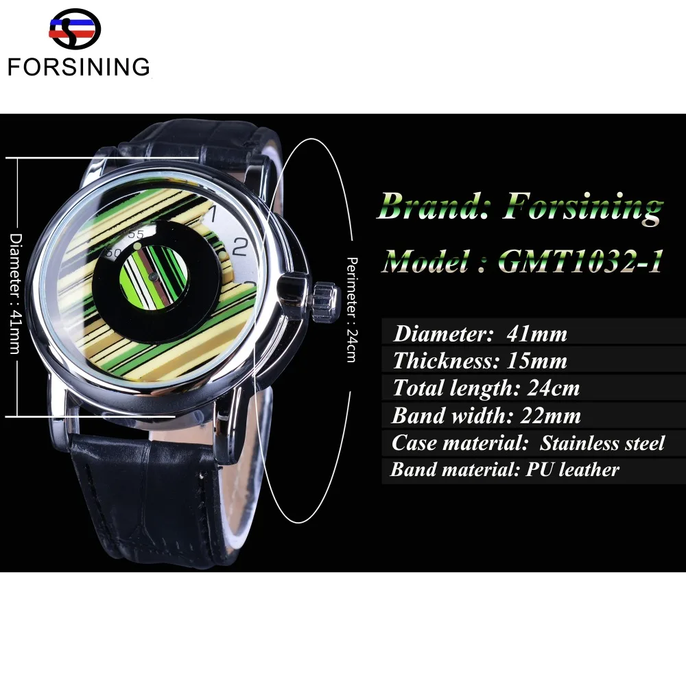 Forsining 2017 ملون الأخضر الهاتفي camoufl ديسكفري سلسلة clcok ماركة فاخرة التلقائية الميكانيكية المعصم ووتش رجالي ساعات الأعلى