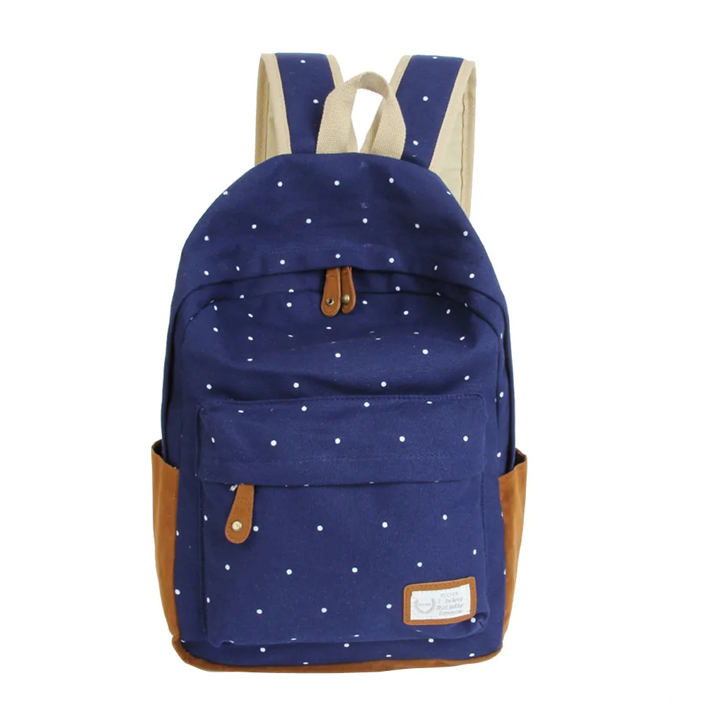 12 Colors Cute Korean Style Women Backpacks Fashion Girls Canvas Dots