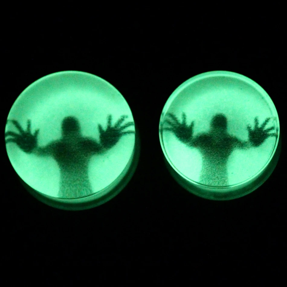 1Pair Acrylic Glow in the Dark Ear Gauges 3D Saddle Plug Flesh Tunnel Plug Expander Piercing Ear Stretching Jewelry 10mm-20mm