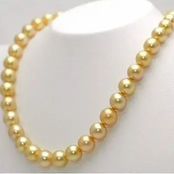 

Fast SHIPPING10mm 24" South Golden Sea Shell Pearl Round Beads Necklace AAA Grade (A0430)