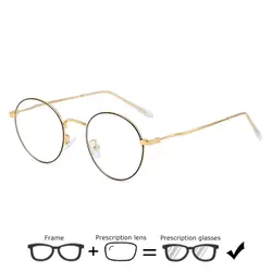 Ретро Для женщин круглый сверхлегкие рецепту фотохромные очки анти-Blue-Ray очки женский оптический миопия, Гиперметропия очки