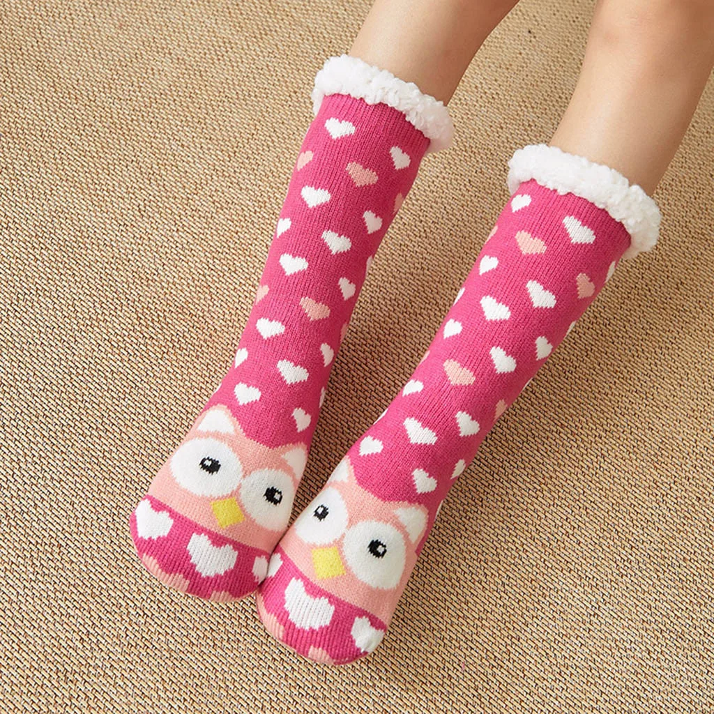 JAYCOSIN/новые зимние носки из полиэстера, милые носки средней длины, носки для отдыха с пингвином, собачкой, Нескользящие милые женские носки 9031524