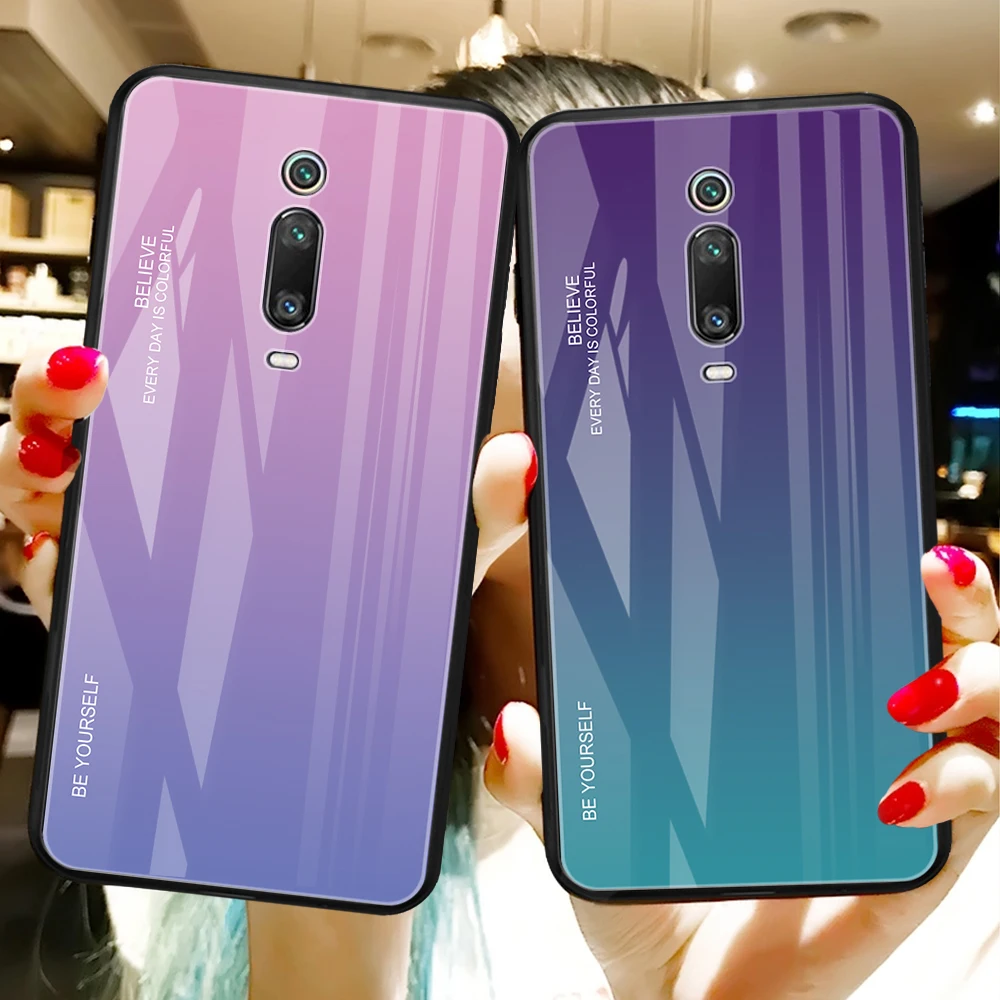 

Gradient Tempered Glass Case for Xiaomi mi9T Pro mi9 SE Case Redmi K20 Pro Cover Case on Redmi 7 Coque Capa Redmi Note7 Pro Case