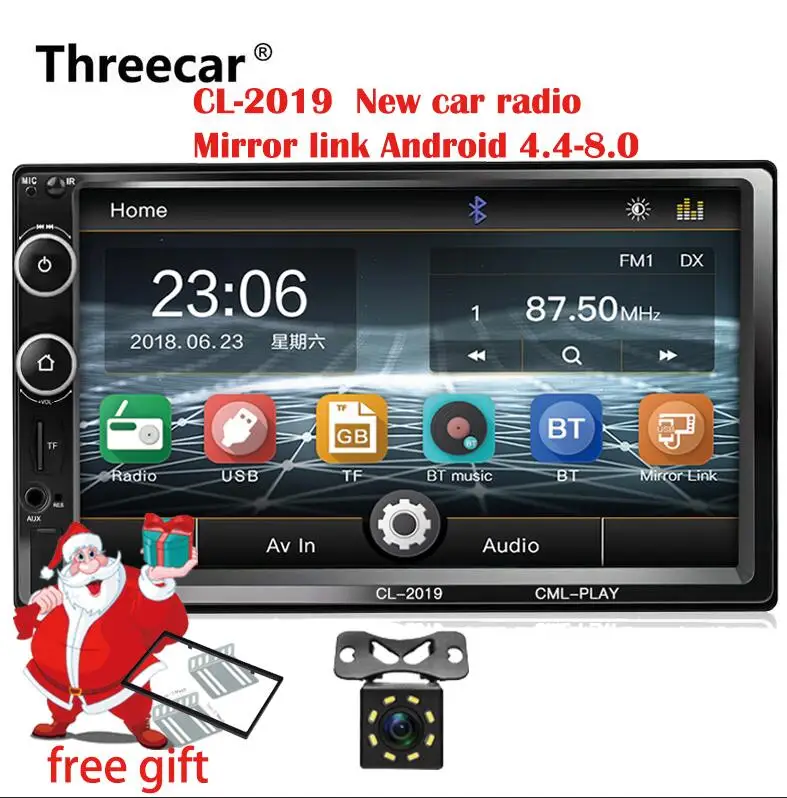 2din Автомагнитола 7 дюймов сенсорный mirrorlink Android плеер сабвуфер MP5 плеер Авторадио Bluetooth Камера заднего вида магнитофон - Цвет: with 8 led camera