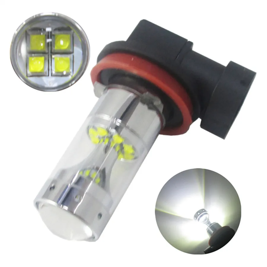 

2 X 12SMD H16 100W 2400LM 6000K White Fog Light Running Light LED Bulbs