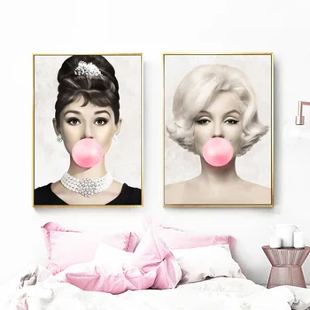 

Sexy Woman Girl Bubble Retro Wall Art Canvas Painting Nordic Posters And Prints Wall pictures For Living Room Decor